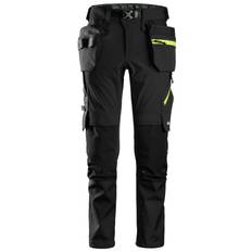 6940 Flexiwork softshellbyxa+ med hölsterfickor - Svart/Neongul (C62)