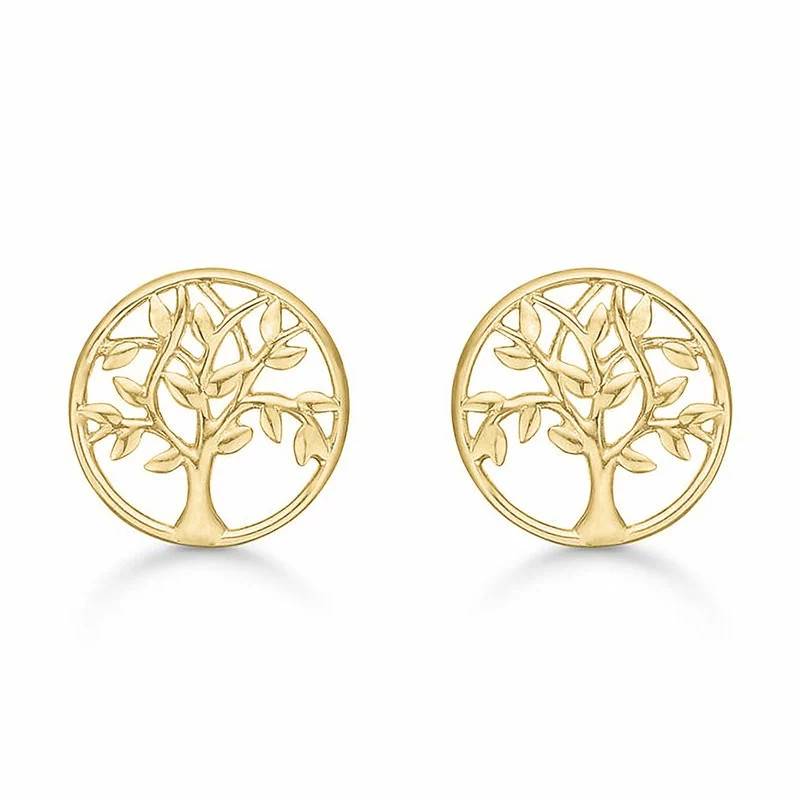 6,5 mm Støvring Design livets træ øreringe i 14 karat guld - Livets træ smykker