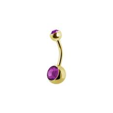 Navelpiercing - Guld - Dubbel Cerise kristall