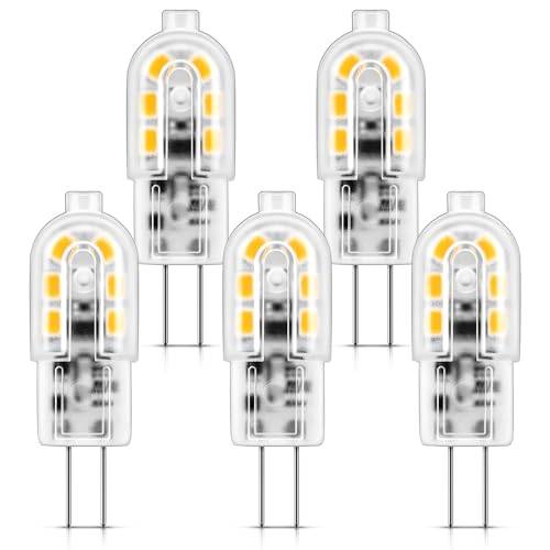 Flaspar G4 LED-lampa 12 V, AC/DC 1,2 W motsvarar 10–20 W halogen, varmvit 2 700 K, 120 LM, G4 energisparlampa, för fläktljuskrona, 5 st