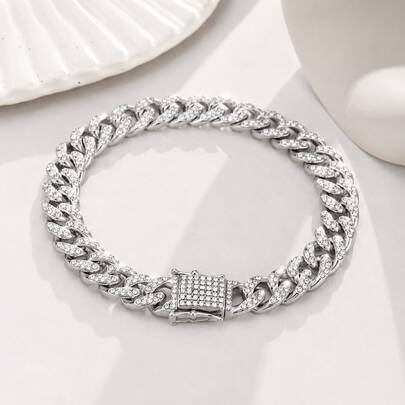 1 st husdjurshalsband med strass och cubisk kedja, glänsande hundhalsband i zinklegering med säkerhetsspänne, gnistrande kristallhalsband för valp och - Silver (3XL (50 cm),5XL (60 cm),M (30 cm),XXL (45 cm),XL (40 cm),S(25CM),L (35 cm),4XL (55 cm))