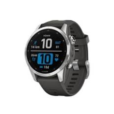 Garmin fenix 7S - 42 mm - sølv - sportsur med bånd - silikone - grafit - håndledsstørrelse: 108-182 mm - display 1.2 - 16 GB - Bluetooth, Wi-Fi, ANT