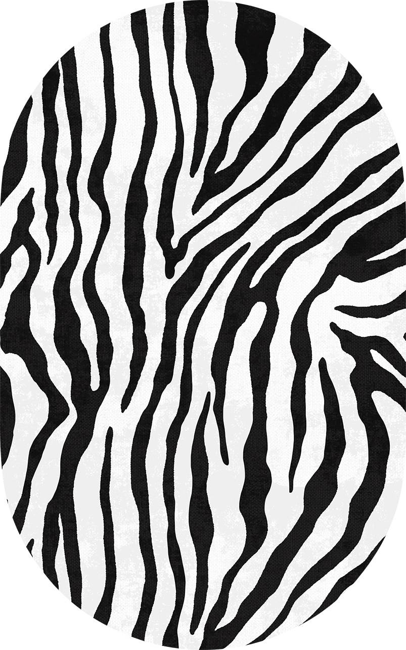 Oval matta - Zebra (svart/vit) (Storlek: 160 x 230 cm)