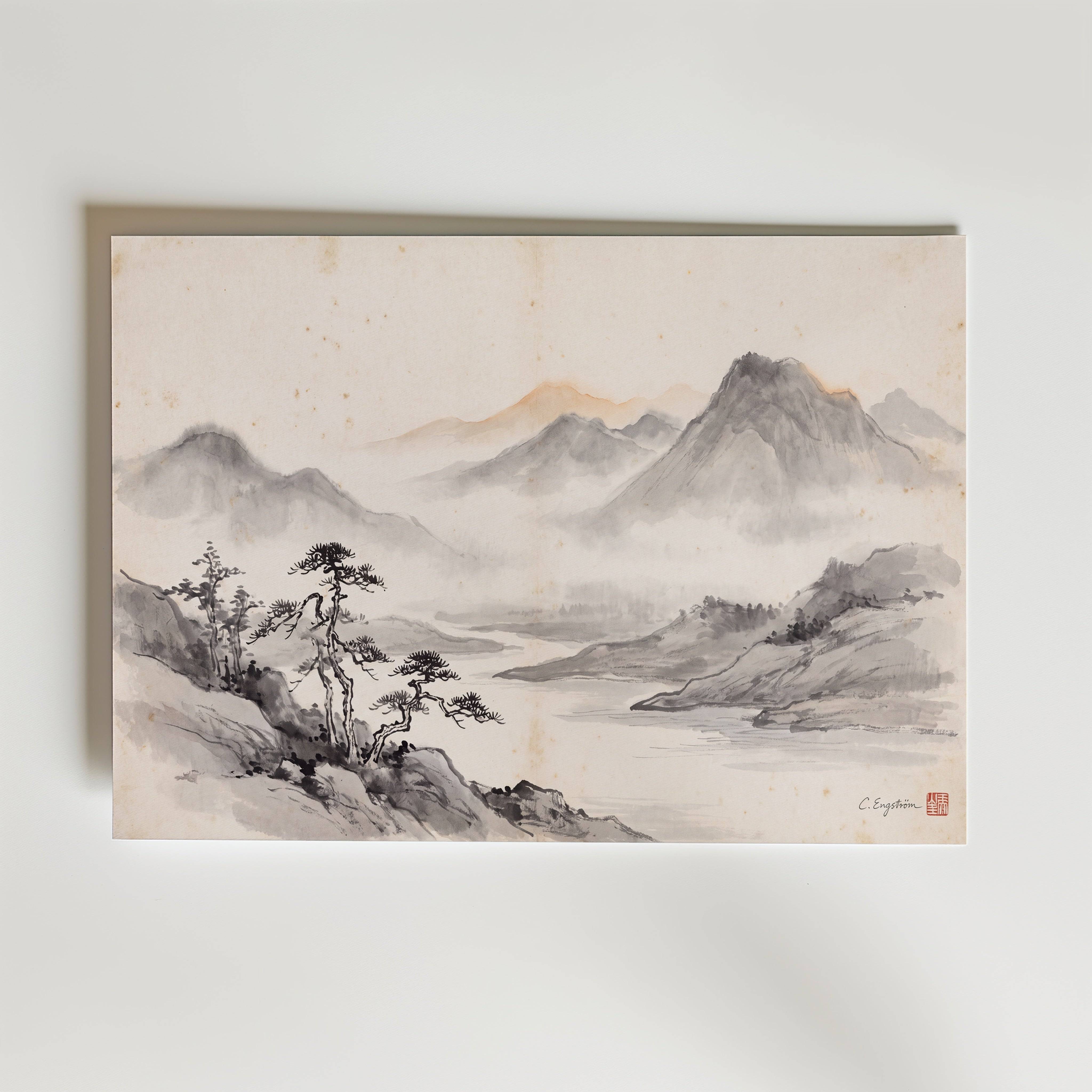 Mountains By Caroline Engstr�m - Fine Art Poster 13x18 cm Utan passepartout