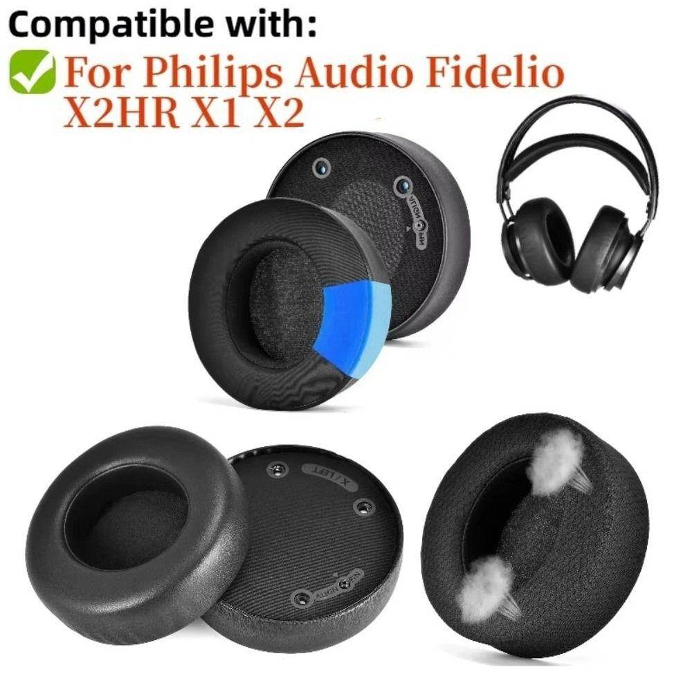 1Pair Protein Leather Replacement Ear Pads for Philips Audio Fidelio X2HR / X1 Headphone Accessories