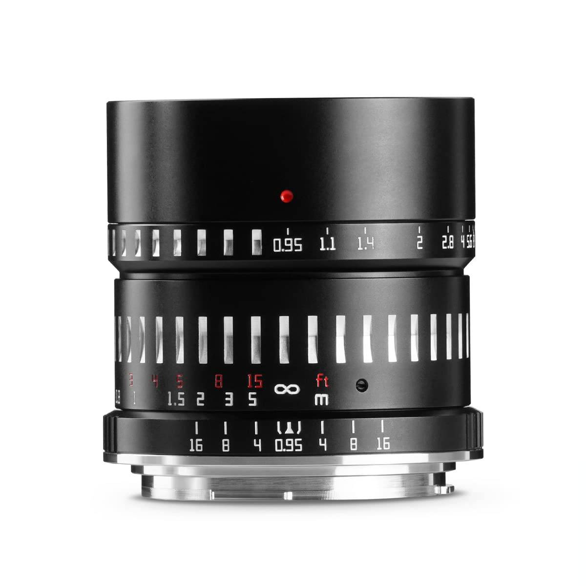TTArtisan 50mm C RF Mount Black x Silver Lens by Meisho Warranty f/0.95 EOS-R APS-C Optical, 2-Year