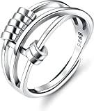 MILACOLATO 925 sterling silver ångestring för kvinnor män fidget fred ringar för ångest stressavlastare spinner ring retro justerbara band ringar ångestlindring snurrande ring