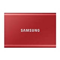 Samsung Portable SSD T7, 500 GB, USB 3.2 Gen.2, 1.050 MB/s Lesen, 1.000 MB/s Schreiben, Externe SSD Festplatte für Mac, PC, Smartphone und Spielkonsole, Rot, MU-PC500R/WW
