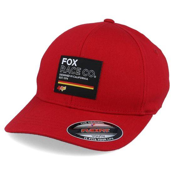 Fox - Röd flexfit Keps - Kids Analog Youth Chili Stretch Fit @ Hatstore