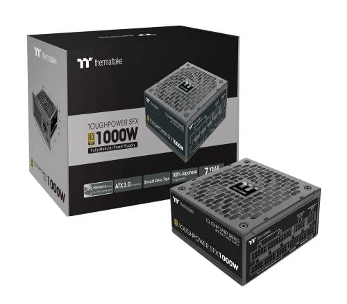 Thermaltake Toughpower SFX 1000 WATT/ATX 3.0/Native PCIE 5/100% japanska kondensatorer/80 Plus guld/helt modulär PC-strömförsörjning