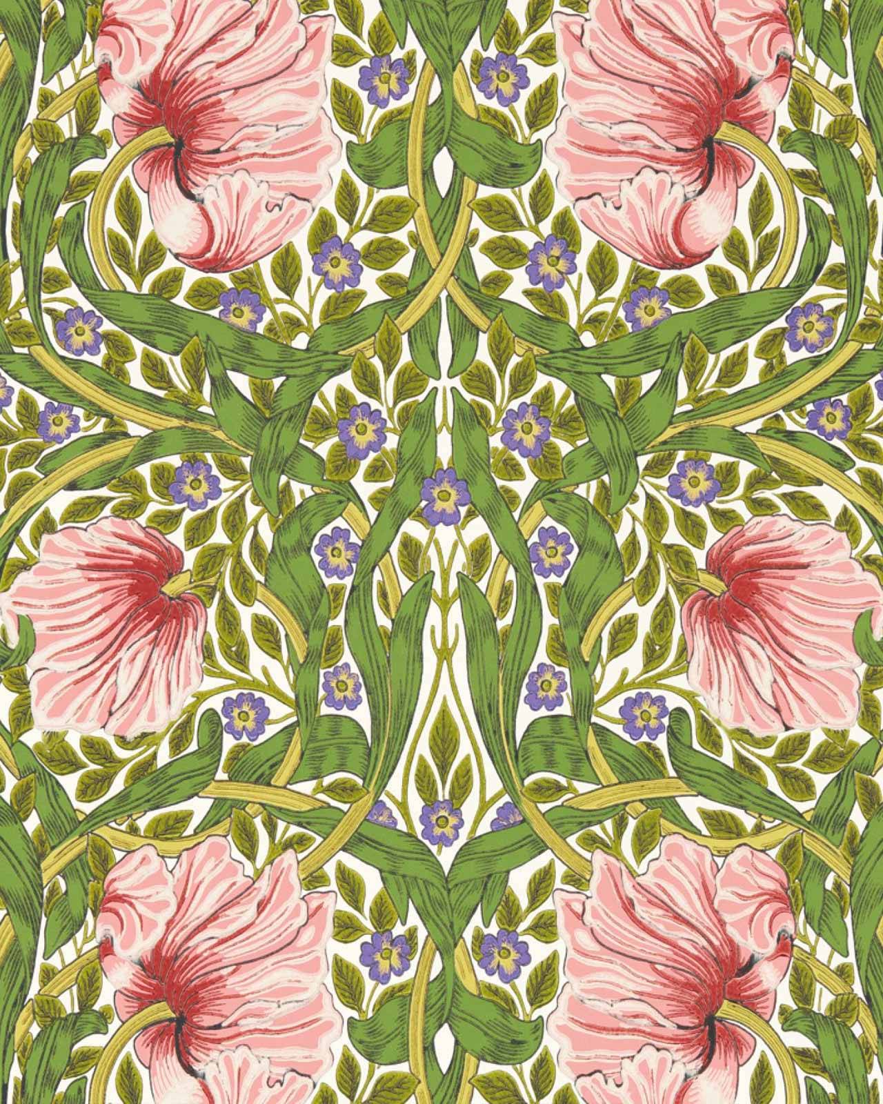 William Morris & Co. Tapet - Pimpernel Sap Green/Strawberry