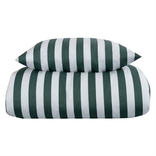Sengetøj - 100% bomuldssatin - Nordic Stripe - Grønne striber.