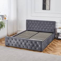Dubai dubbelsäng med förvaring 160 x 200 cm - Grå sammet