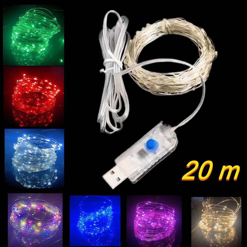 Led silver tråd Fairy Lights USB-drivna LED-slingor utomhus vattentät krans för julfest Bröllop DIY-dekoration violett
