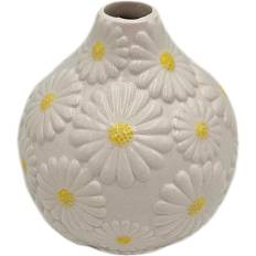 Porcelænsvase m. margueritter 11 cm - hvid (På lager i butik)