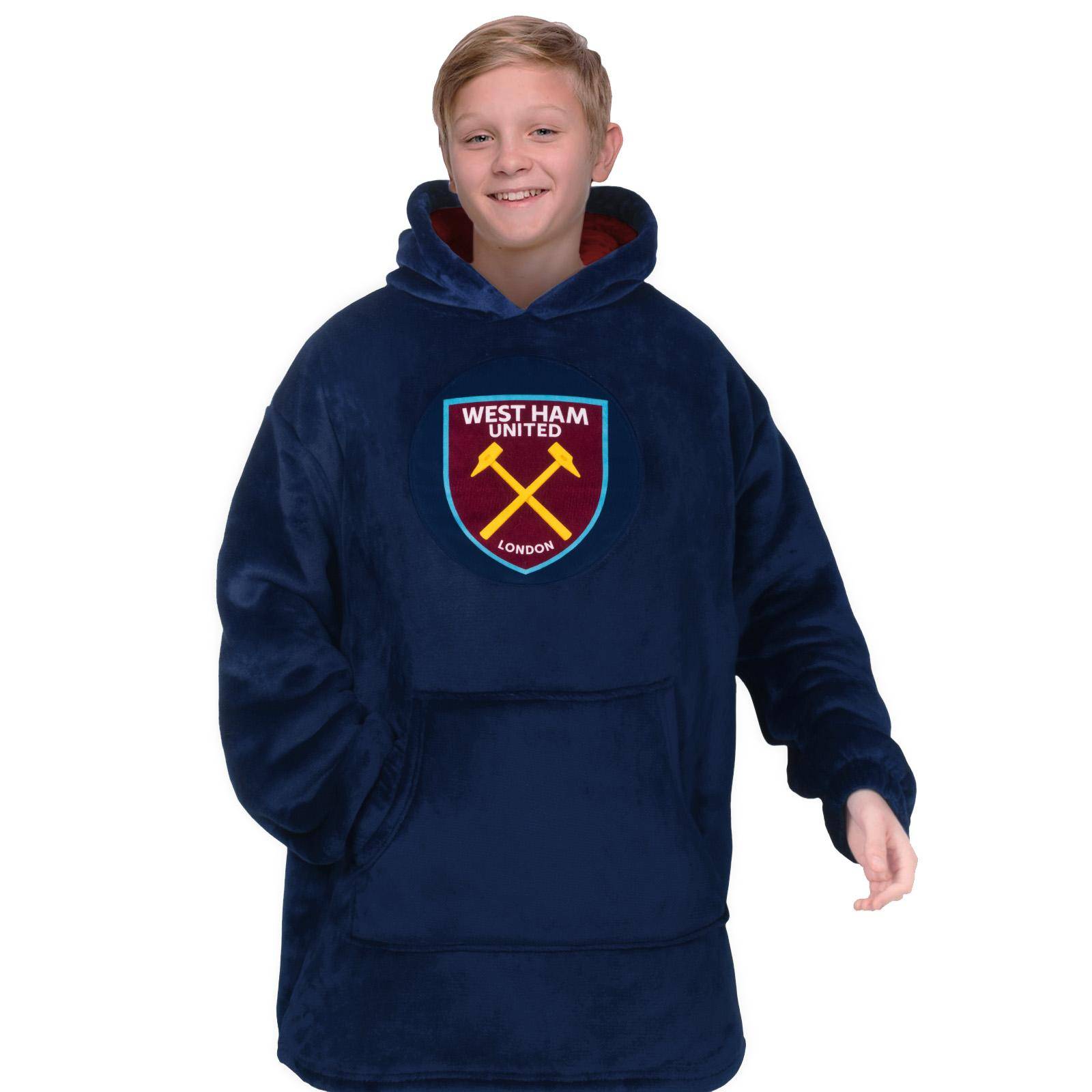 West Ham United FC Childrens/Kids Oversized Blanket Hoodie 10-14 marinblå färg