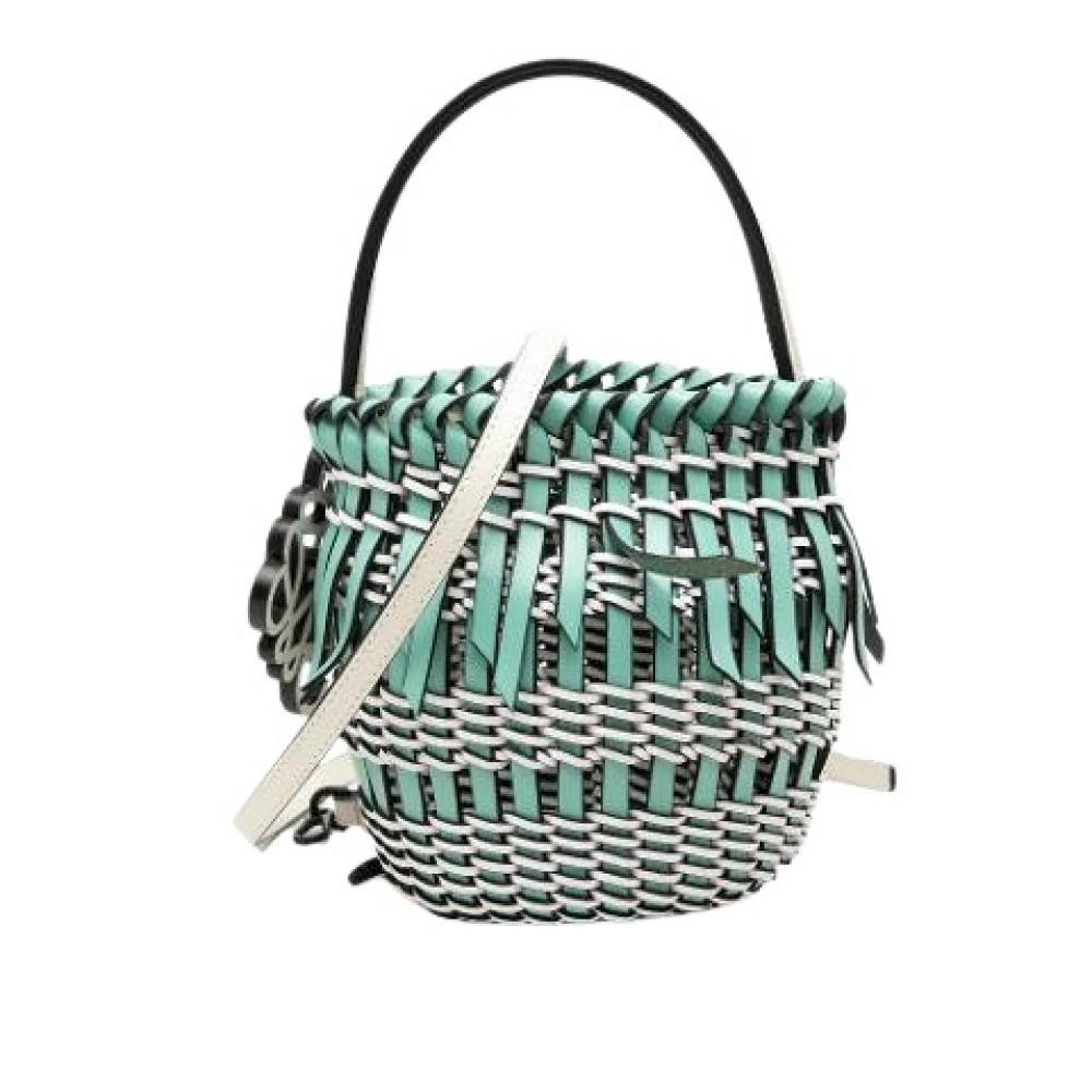 Loewe Pre-owned Pre-owned Woven Bucket Bag - Vintage - Dame - Grøn - ONE SIZE - Uld
