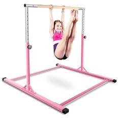 ORIENTOOLS Gymnastikstång för barn, horisontell stång, justerbar höjd gymnastikträningsstång, junior, hög stång för barn, hem, gym, trädgård, barnsportutrustning med halkfria gummikuddar
