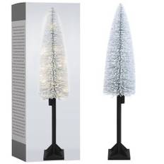 Vit konstgjord julgran 120 cm med 25 LED-lampor och snöeffekt