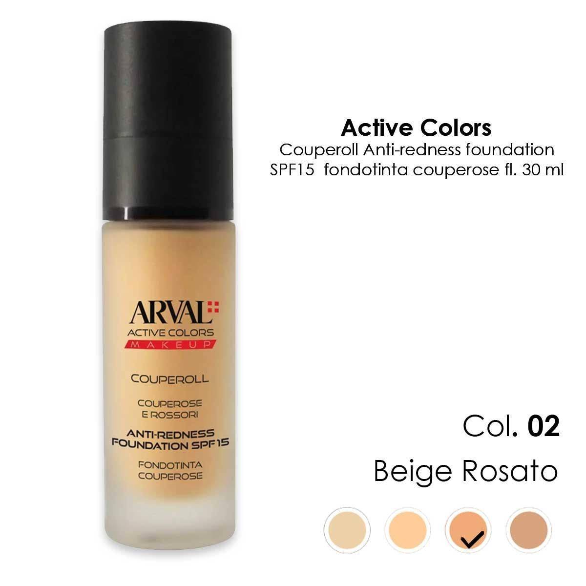 Arval Couperoll Anti Redness Foundation Spf15 N.02 Beige Rosato 30ml — Fondotinta