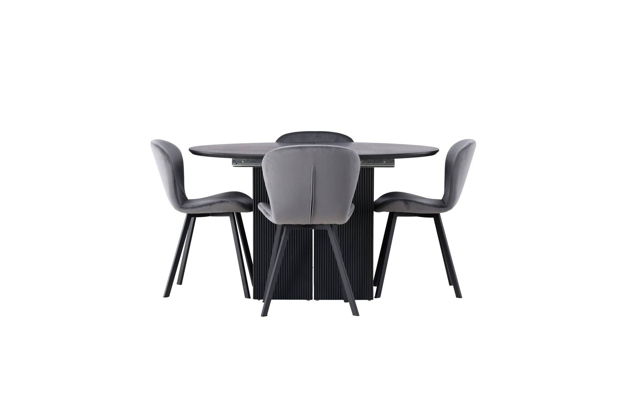 Venture Home Matilda spisebord 130 - Black / Black MDF with veneer +Lilja Spisebordsstol - Black / Dark grey Fabric _4