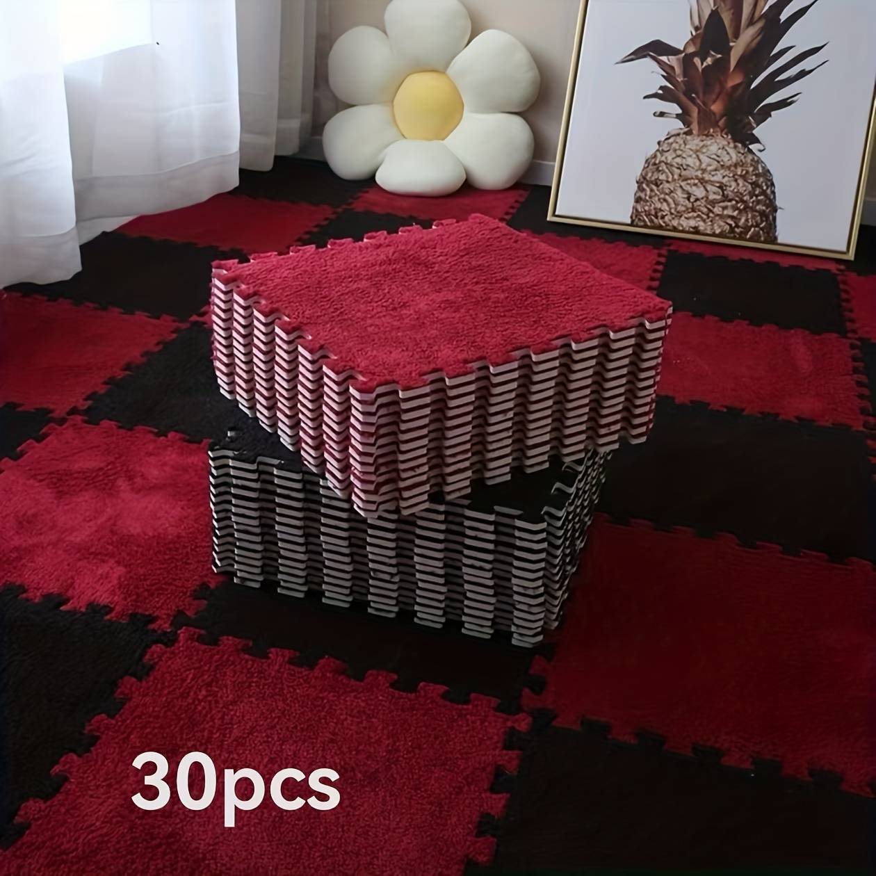 TEMU 30pcs Of Plush Carpets And Mats For Bedrooms, Living Rooms, Walk-in Closets, Studies, Game Rooms, And Rental Home Renovations, Suitable For Tatami And , Easy To Clean
