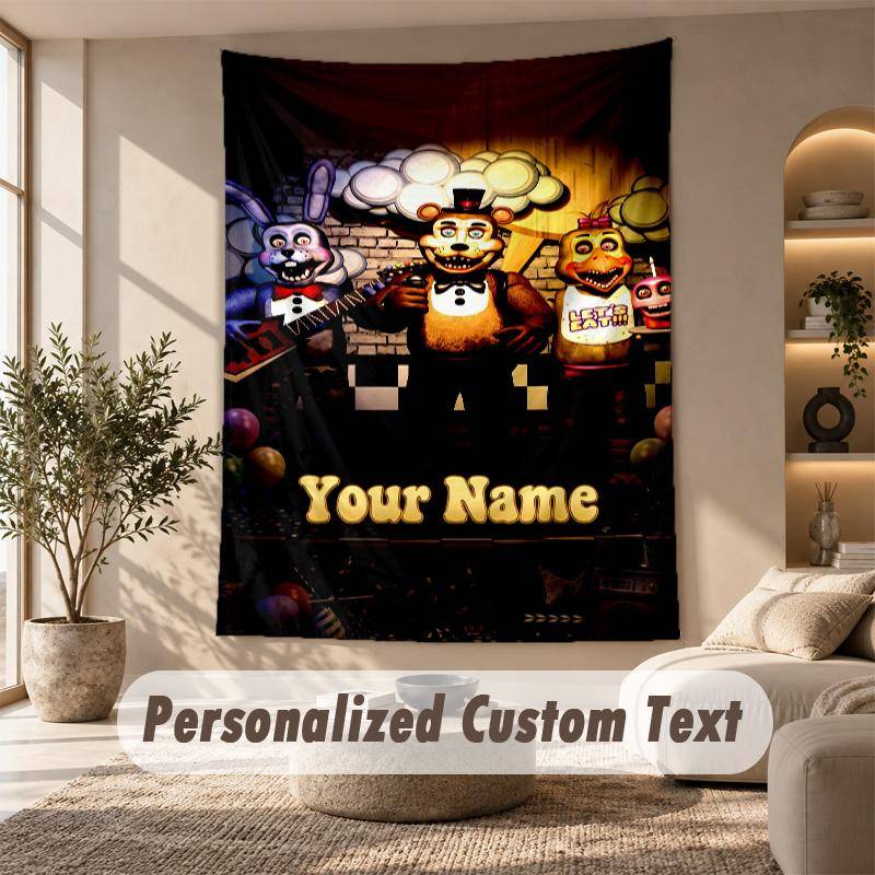 Five Nights at Freddy’s Tapestry, Personalized Custom Text, Wall Hanging Tapestry For Living Room Home Wall Decor