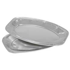 Serveringsfad 35x24,3cm, 120 my, sølv, aluminium oval 100stk
