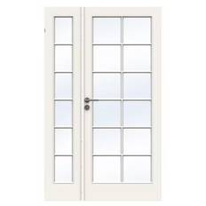 Fransk dør fra Swedoor, Clever-line, Style SP12+SP6, Klart glas, Hvid M11,1x21 Vendbar