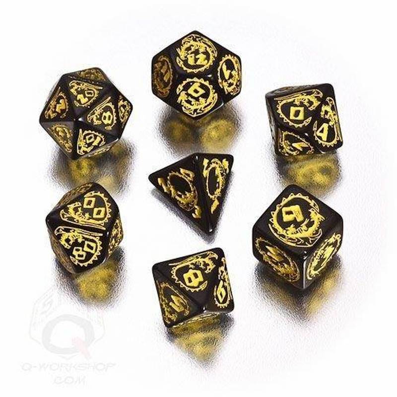 Dragons Black & yellow Dice Set (7)