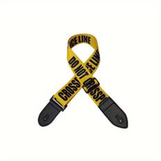 TEMU Adjustable High- Strap With Caution Tape Design - Durable Fabric Strap For Electric, Acoustic Guitars & Basses - Secure Black Buckles & Comfortable , Guitar Strap Locks