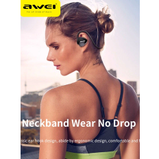 Awei A847BL Wireless Bluetooth Sport Earphones HD Sterep Sound Neckband With Microphone For IPX4