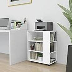 Goliraya Skåp med hjul, sovrum nattduksbord, modernt sovrum nattduksbord, möbler sängbord, rullbord, soffbord, vitt 60 x 35 x 75 cm i spånskiva