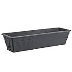 BURI Blomlåda balkonglåda med vattenbehållare 100/80/55 cm – blomkruka väderbeständig växtlåda med insats av UV-resistent plast terrakotta, mörkbrun (antracit, 80 cm)