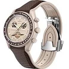 REBANDACE Rem för Omega x Swatch MoonSwatch-klocka 20 mm, vikbart spänne Omega X Swatch Månskur Speedmaster ersättningsrem, böjd inget mellanrum månskådarrem för män kvinnor, Ingen ädelsten