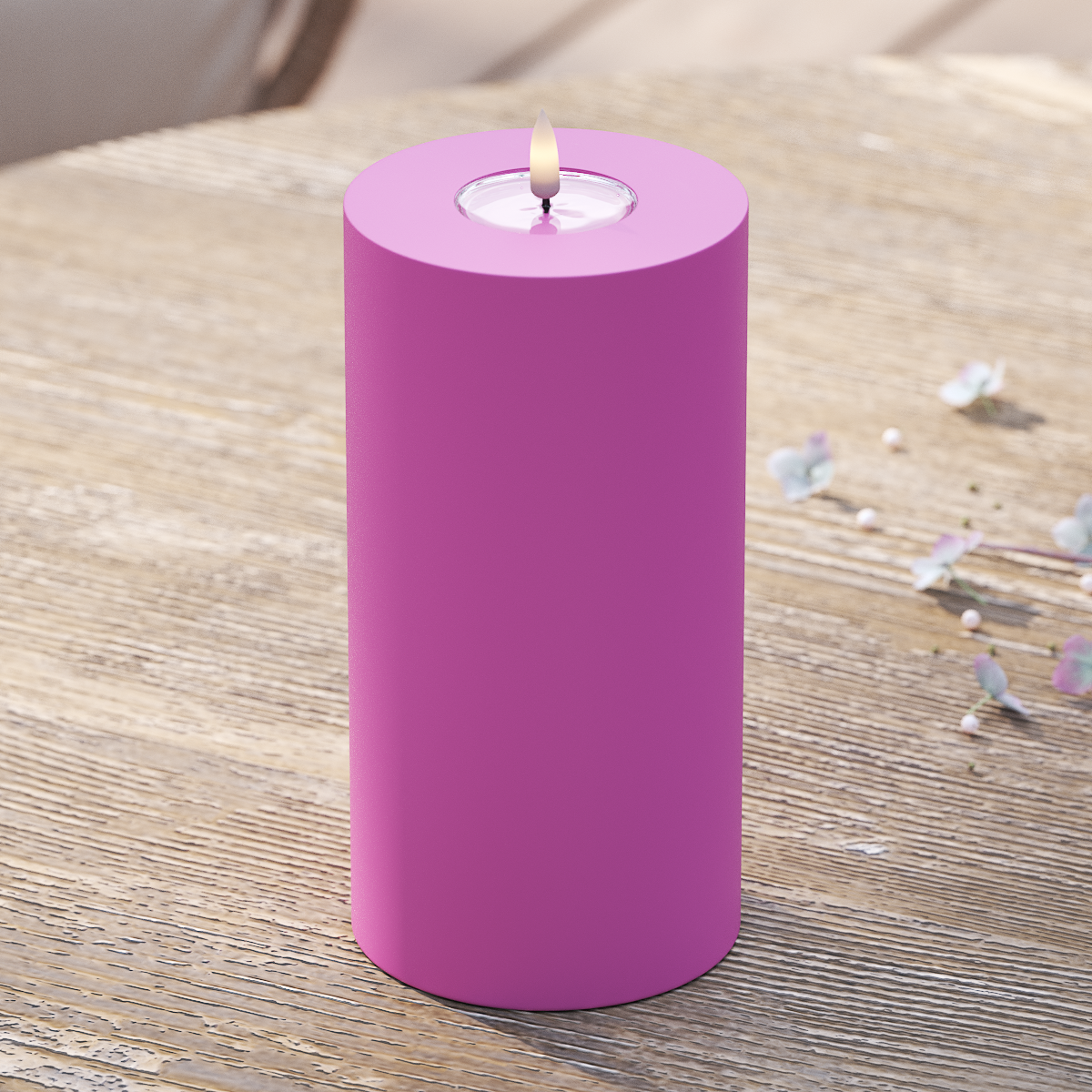 Utomhus LED Blockljus Ø 10 x 20 cm Magenta