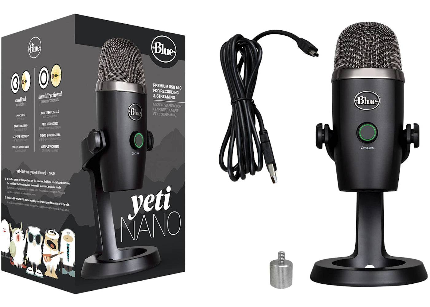 Blue Yeti Nano Premium Wired Multi-Pattern USB Condenser Microphone 988-000400 Black - One Size (One Size)