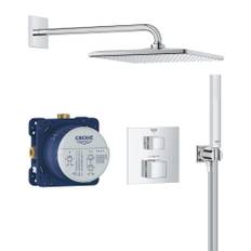 Grohe Precision Duschsystem, eckig, mit Thermostat, Vitalio Rain Mono 310 cube Kopfbrause, chrom