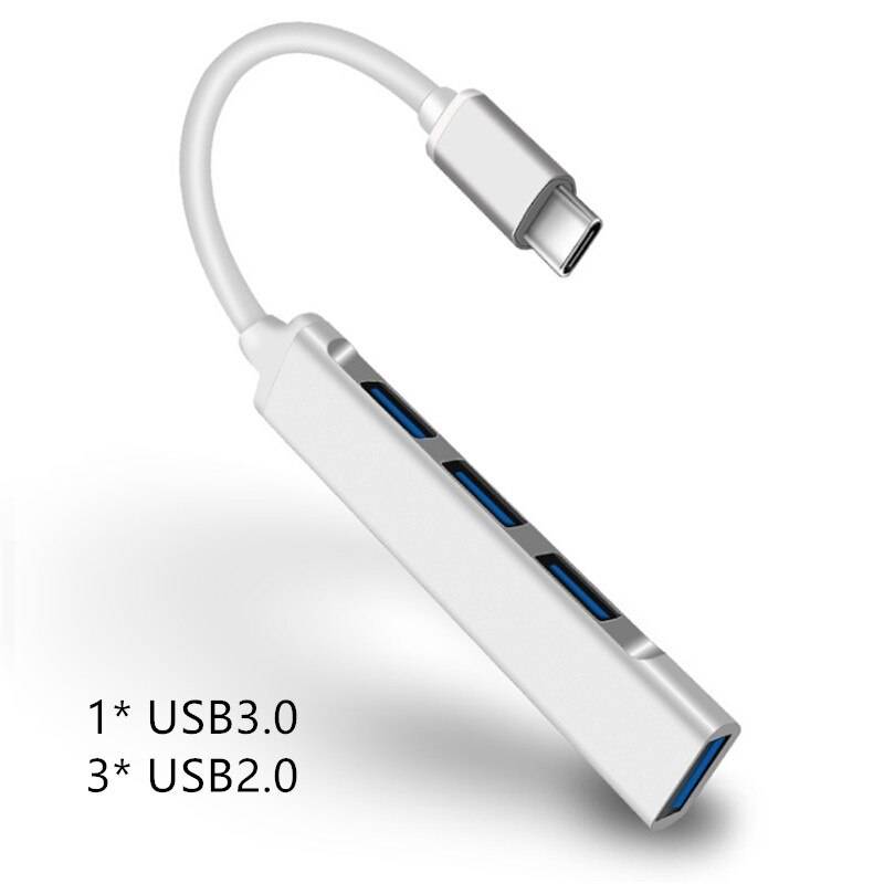 Usb c hub usb 3.0 hub typ c 4 port multi splitter adapter otg macbook hub pro 13 15 air mi pro huawei datortillbehör - Usb c nav silver-