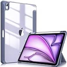 Fintie Hybridfodral för iPad Air 5. Generation 2022/iPad Air 4. Generation 2020 10,9 tum med pennhållare – stötsäkert skyddsfodral med transparent hårt skal på baksidan, lavendelgrå