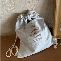 Back To School Korean Style Niche Design Suitable For College & High School Students, Denim Embroidery Drawstring Large Capacity Casual Lazy Backpack - Blue