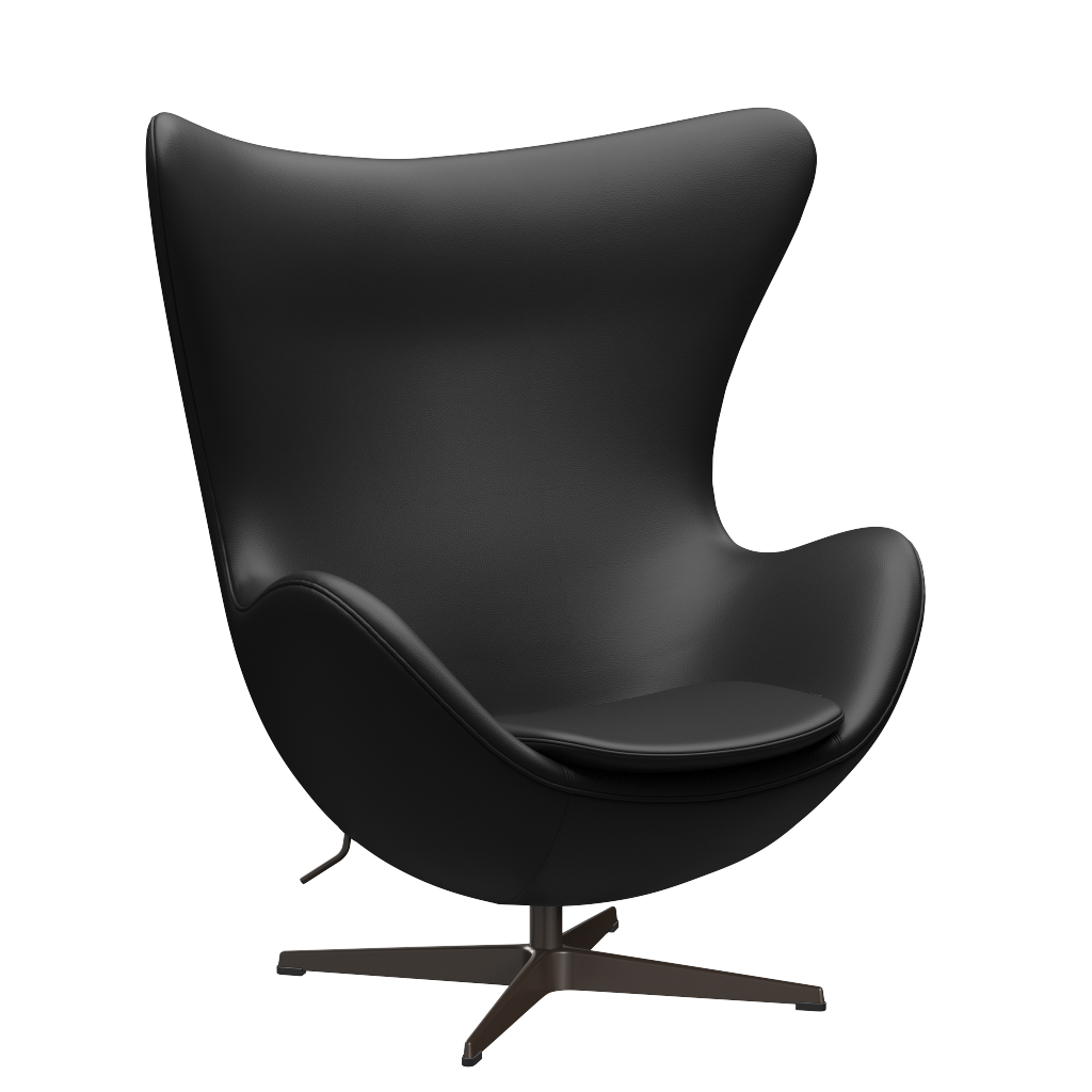 3316 Ægget loungestol, stel i brown bronze af Arne Jacobsen Aura læder - Black - Jacobsen Plus
