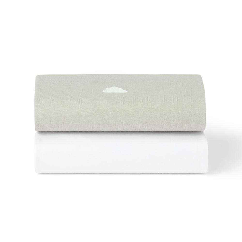 Crib 2 Pack Fitted Sheets - Grey / Cloud - Default Title