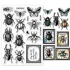 PandaHall fjärilar trollslända stämplar, vintage klara insekter stämplar transparent sigillstämpel för pappershantverk hantverk scrapbooking tillbehör hantverk, 11 x 16 cm