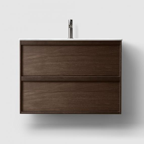 Tvättställsskåp Haven H2 80 cm med Tvättställ: Oak Wood / Solid Surface WS