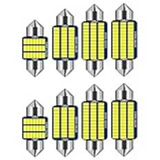 NEOVSUNY Bil LED-innerbelysning, 8 stycken bilinteriörbelysning, 31 mm 36 mm 39 mm 41 mm soff-center glödlampa lampa 12 V bil lä källa, bilinteriörbelysning, plug and play, vitt ljus