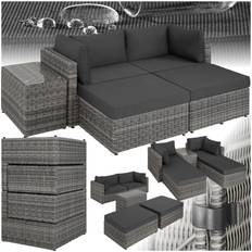 Polyrattan loungesæt med aluminiumstel San Domino - lysegrå/mørkegrå