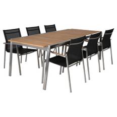 Naos matgrupp rostfritt stål/teak - Mörkgrå/Träfärg