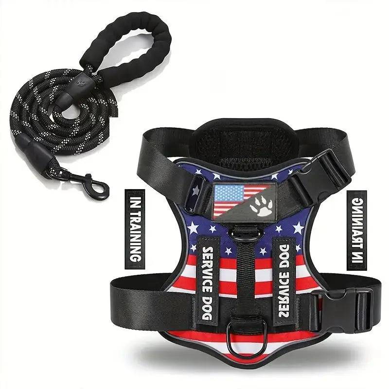 Escape-Proof No-Pull Dog Harness & Lead Set with Reflective Strips - black / XS（old） (XS（old）)