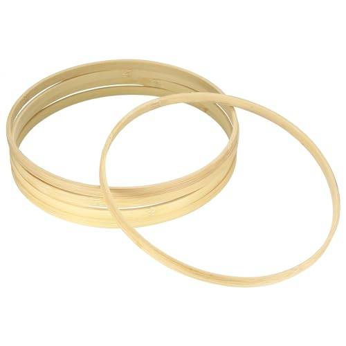 5 stycken 25 cm/9,84 tum runda ringar i bambuträ, träfälgar för gör-det-själv-dekoration, kransar, drömfångare hantverk (5 st, 25 cm)